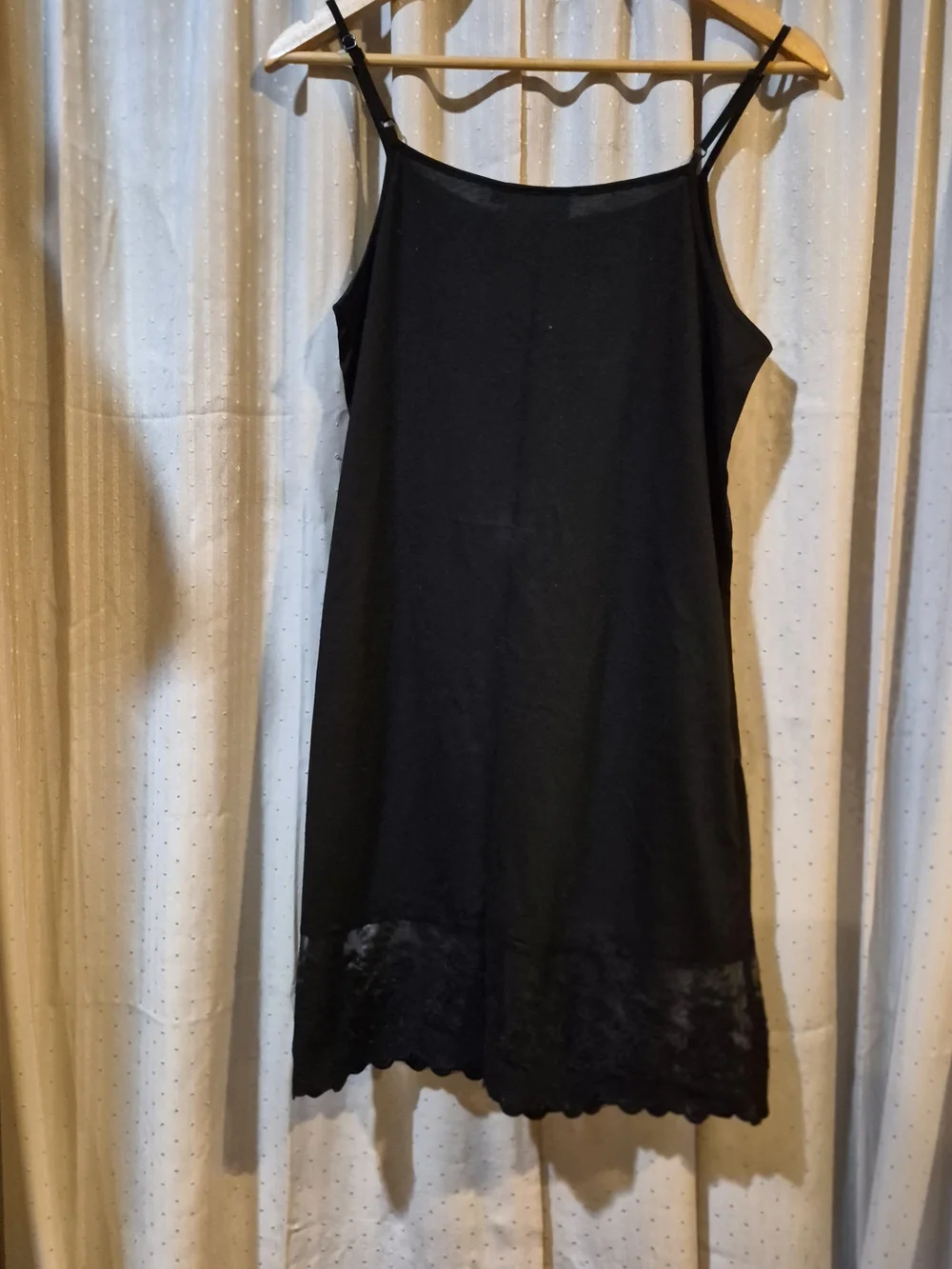 Grace & Lace Black Lace Trim Dress Extender Full Slip Size L